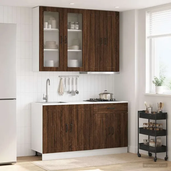 Unité de cuisine LUCCA 4 pcs Chêne brun Bois d'ingénierie