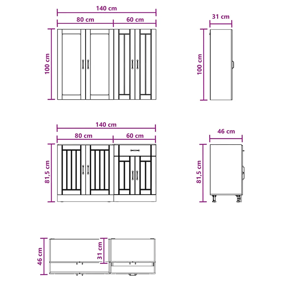 Unité de cuisine LUCCA 4 pcs Chêne brun Bois d'ingénierie - 6