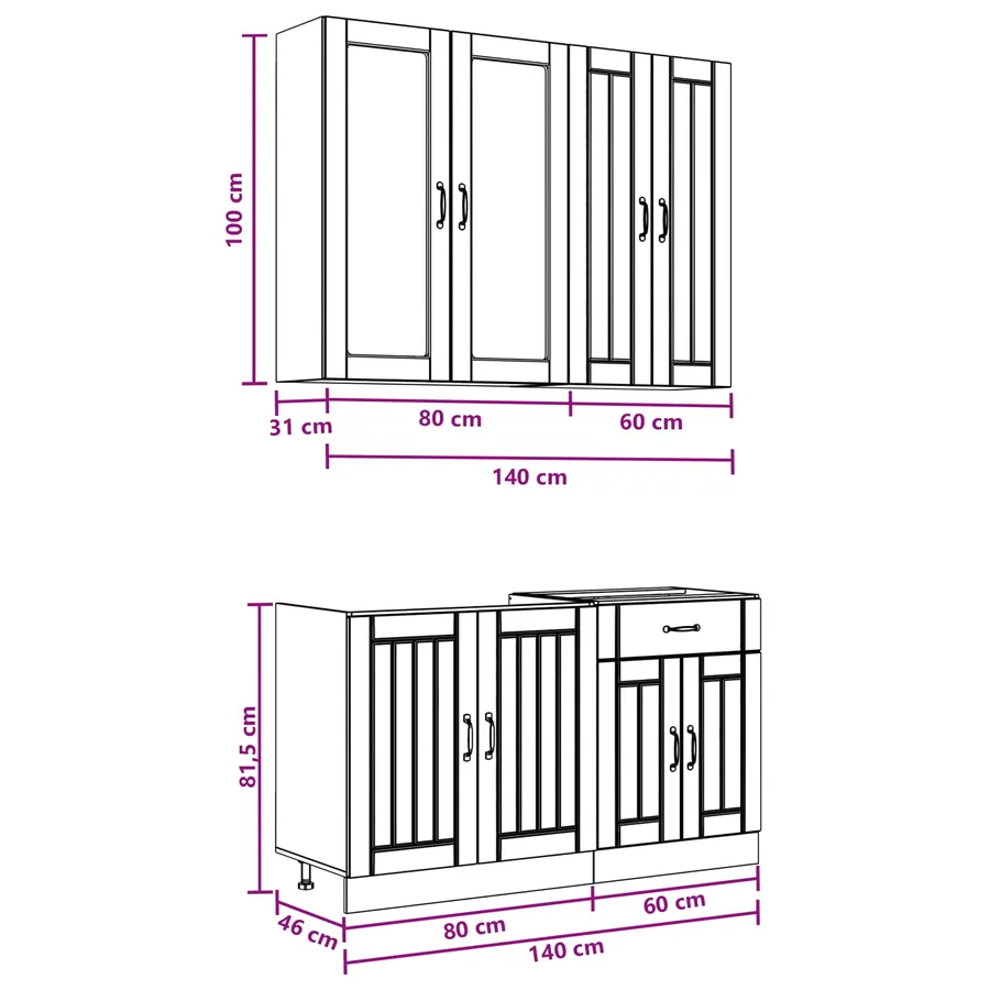 Unité de cuisine LUCCA 4 pcs Chêne brun Bois d'ingénierie - 7