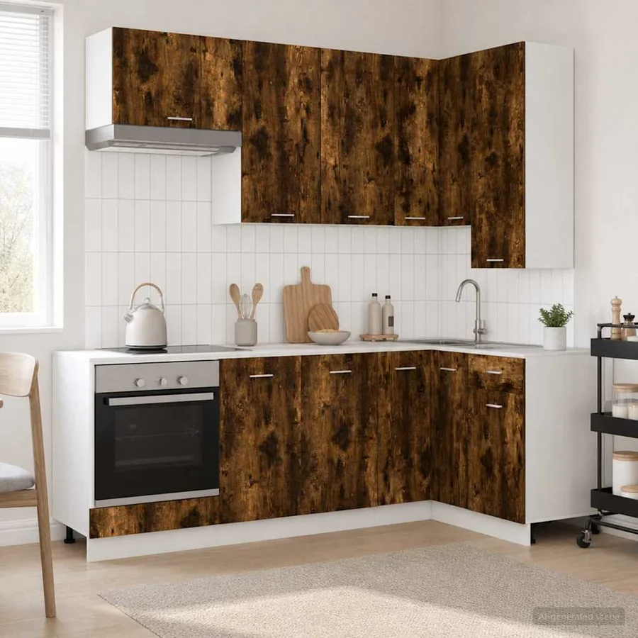 Unité de cuisine LYON 8 pcs Chêne fumé Bois d'ingénierie