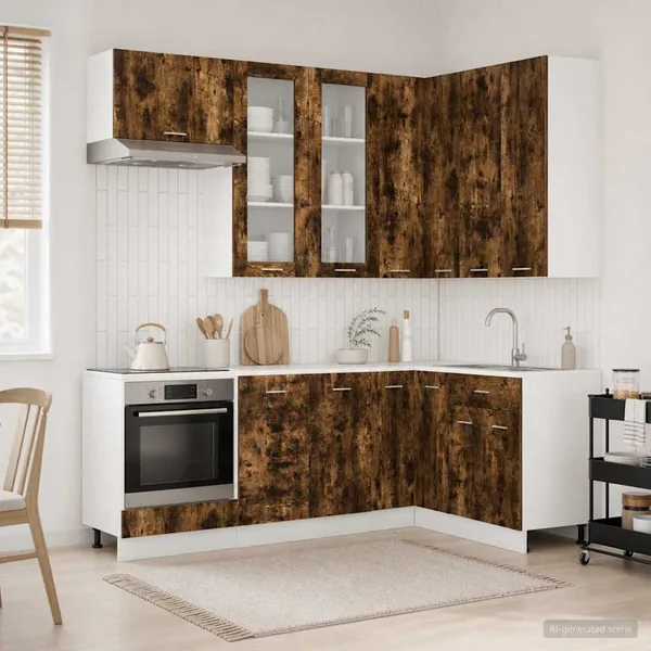 Unité de cuisine LYON 8 pcs Chêne fumé Bois d'ingénierie