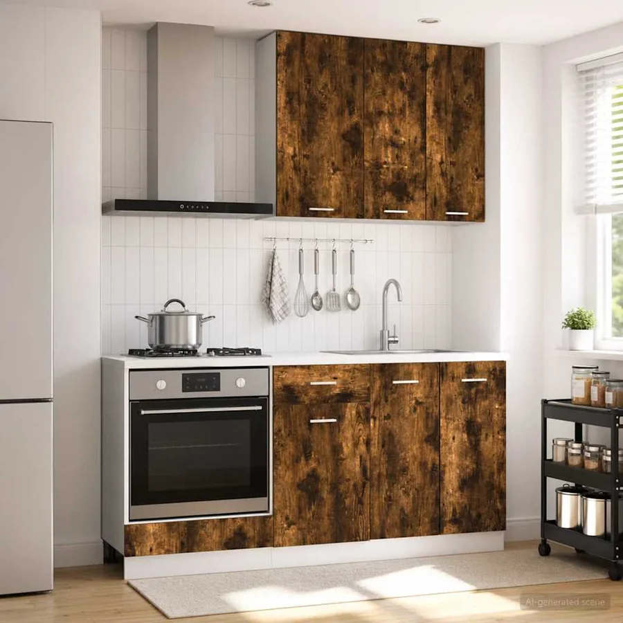 Unité de cuisine LYON 5 pcs Chêne fumé Bois d'ingénierie