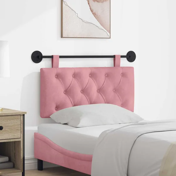 Tête de lit suspendue Avec lumière LED Rose Velours