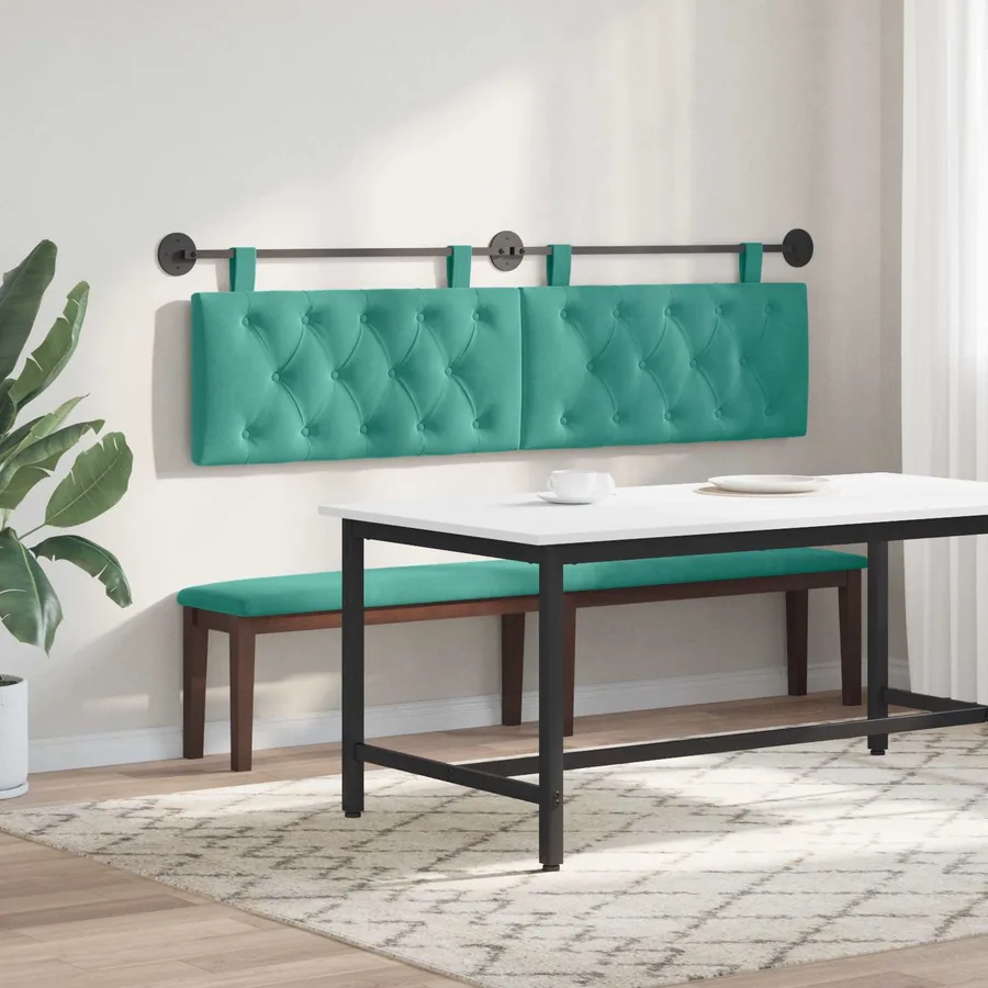 Tête de lit suspendue Avec lumière LED Turquoise Velours - 4