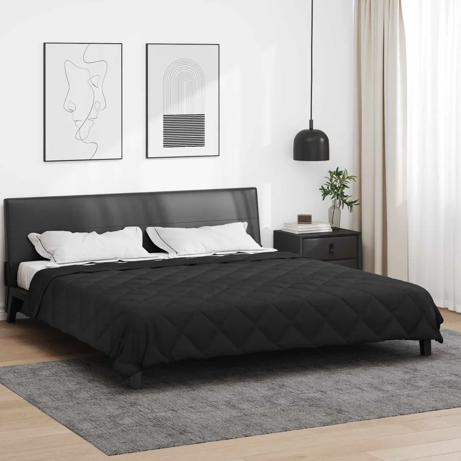 Duvet d'été simple Noir 200 x 200 cm Microfibre