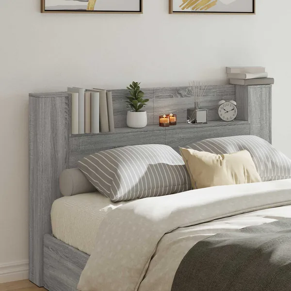 Cabinet de Tête de Lit avec LED Gris Sonoma Bois d'ingénierie