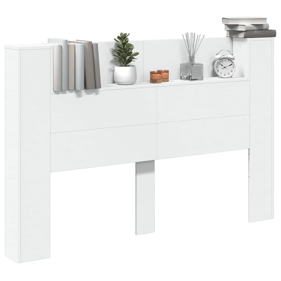 Cabinet de Tête de Lit avec LED Blanc 160 x 16,5 x 103,5 cm - 3