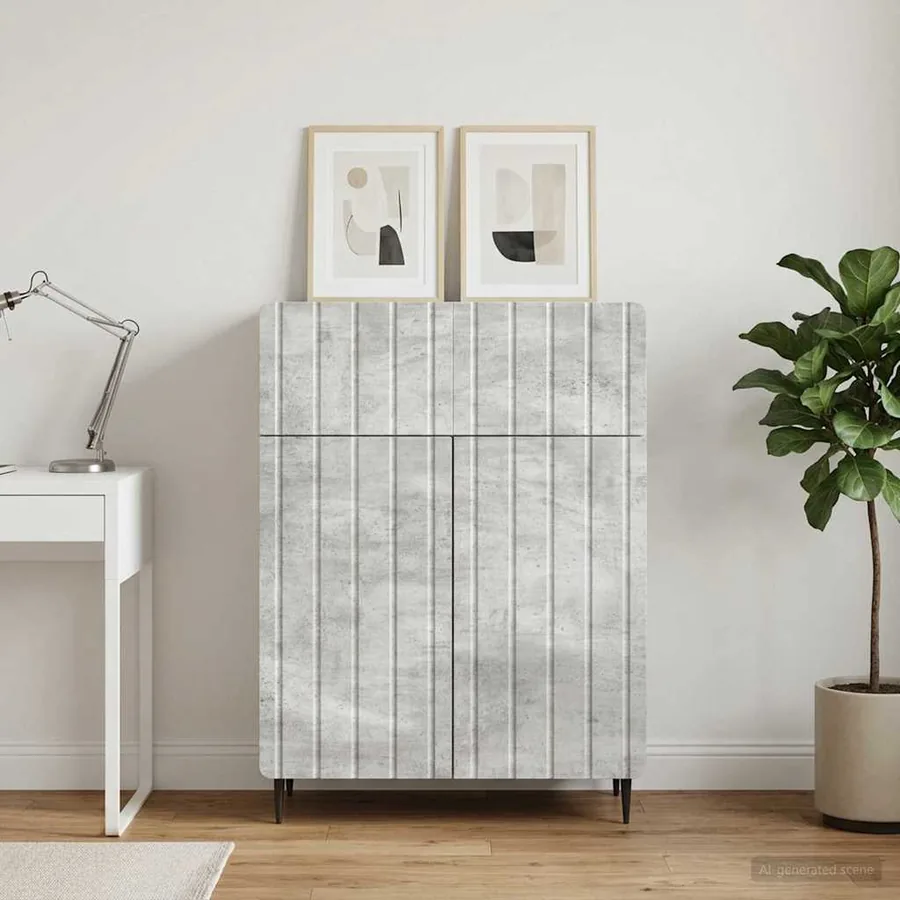Buffet Gris béton 66 x 34,5 x 92 cm Bois d'ingénierie