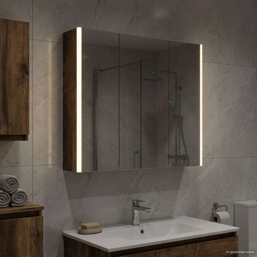 Armoire Miroir de Salle de Bain Chêne fumé 73.5 x 15.5 x 70 cm