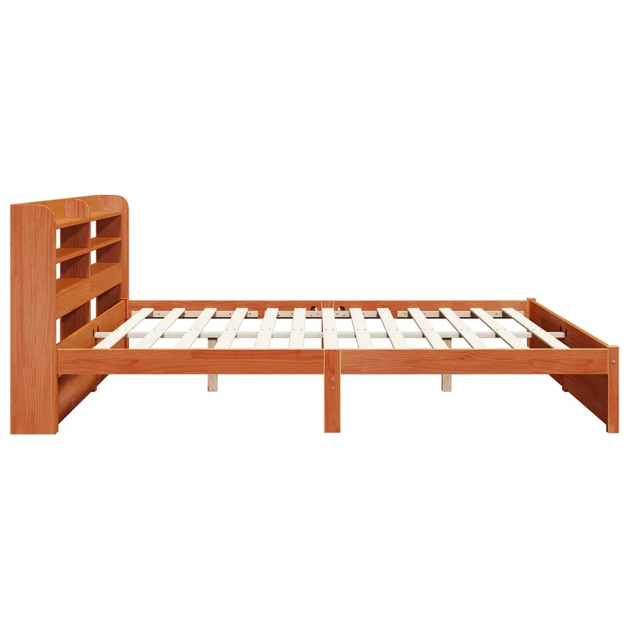 Cadre de lit Cire marron 200 x 200 cm Bois de Pin Massif - 7