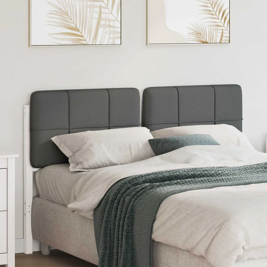 Tête de lit capitonnée Blanc et gris clair 150 cm Pin massif