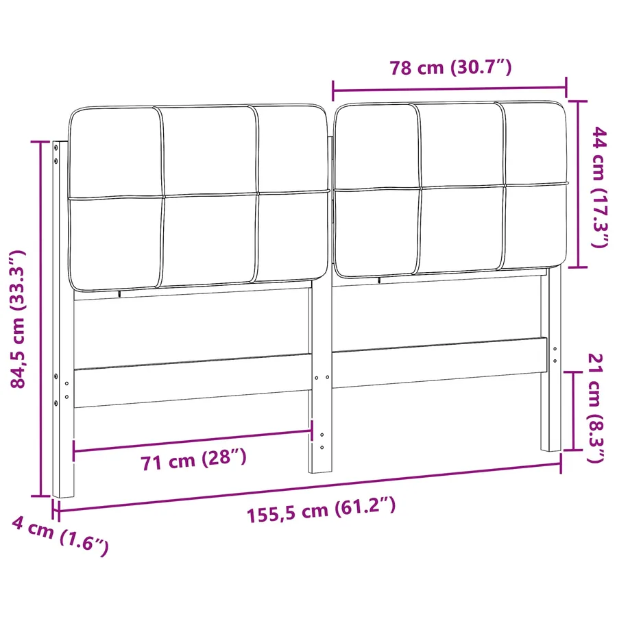 Tête de lit capitonnée Blanc et gris clair 150 cm Pin massif - 13