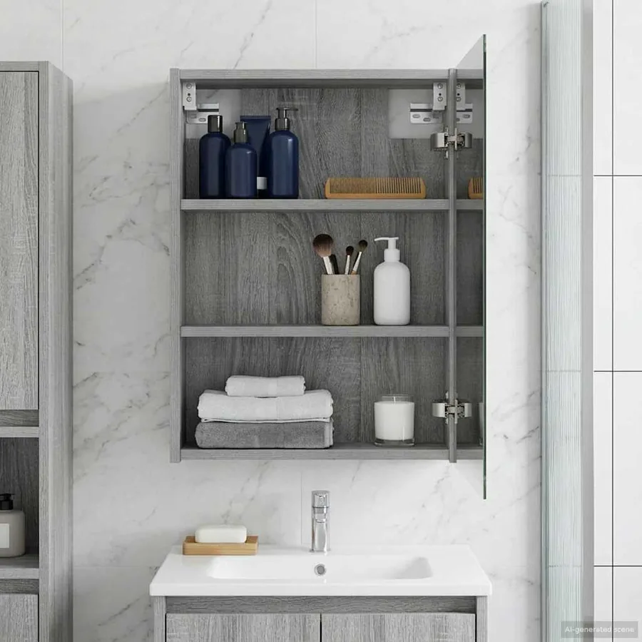 Armoire Miroir de Salle de Bain Gris Sonoma 43 x 16 x 62.5 cm
