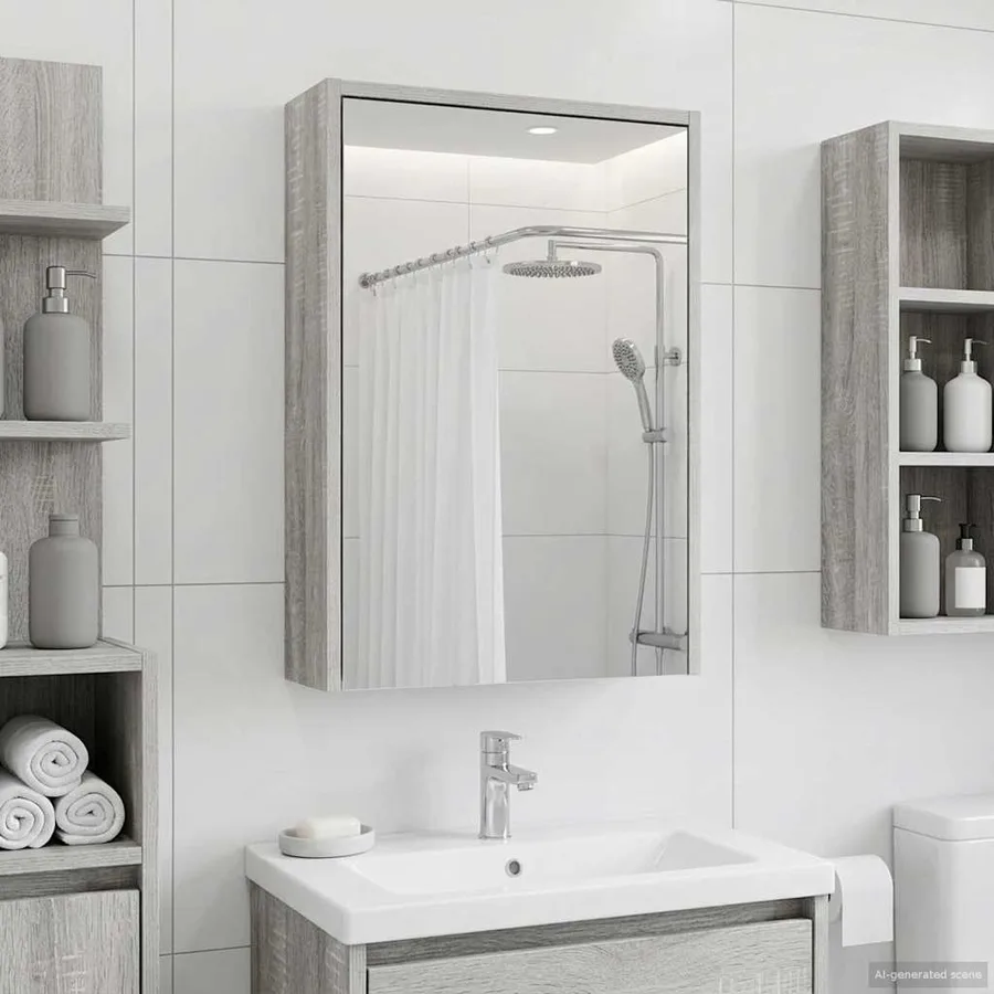 Armoire Miroir de Salle de Bain Gris Sonoma 43 x 16 x 62.5 cm - 4