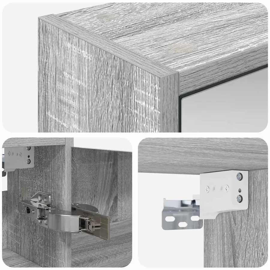 Armoire Miroir de Salle de Bain Gris Sonoma 43 x 16 x 62.5 cm - 9