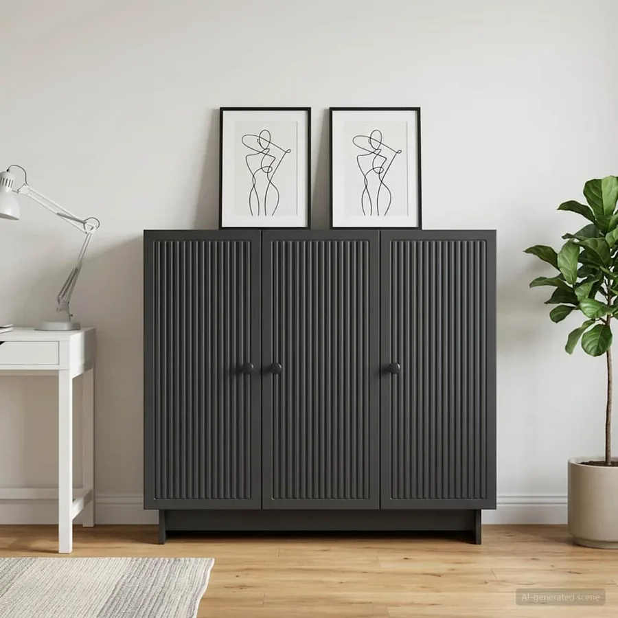 Buffet Noir 89 x 34,5 x 80 cm Bois d'ingénierie