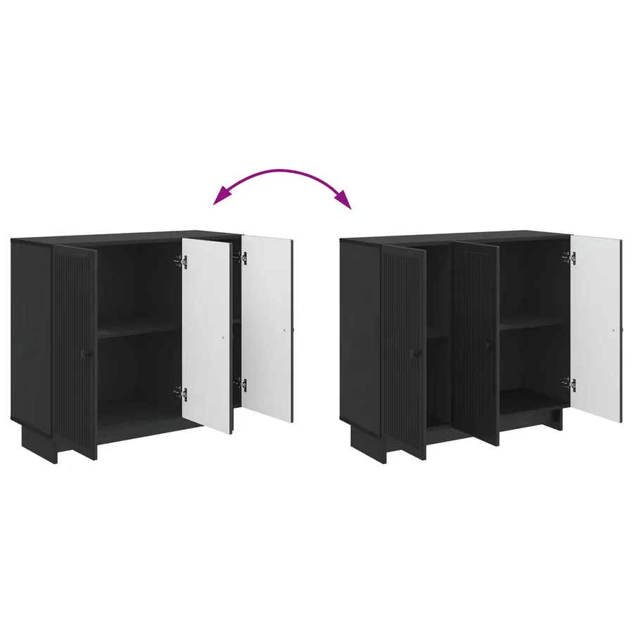 Buffet Noir 89 x 34,5 x 80 cm Bois d'ingénierie - 11
