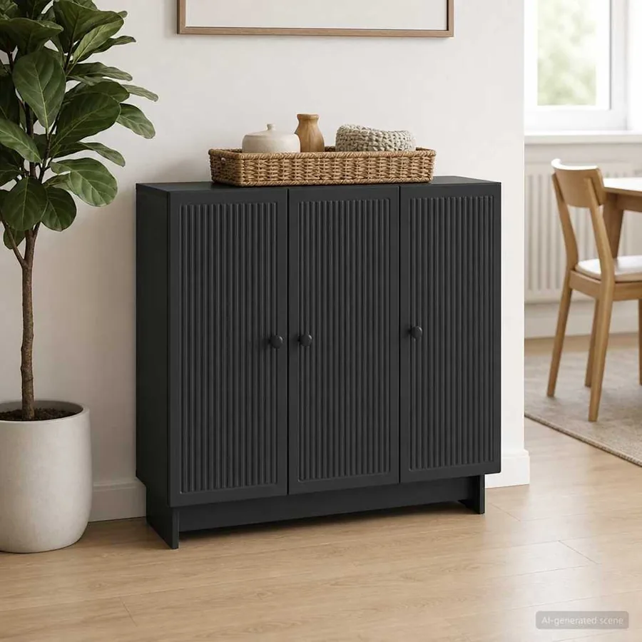 Buffet Noir 89 x 34,5 x 80 cm Bois d'ingénierie - 4