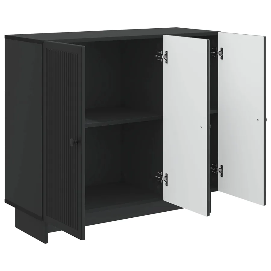 Buffet Noir 89 x 34,5 x 80 cm Bois d'ingénierie - 5