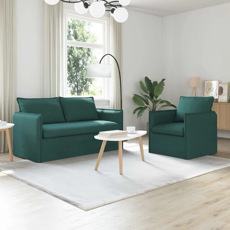 Ensemble de Canapés 2 pcs Vert foncé 156 x 82 x 85 cm Tissu