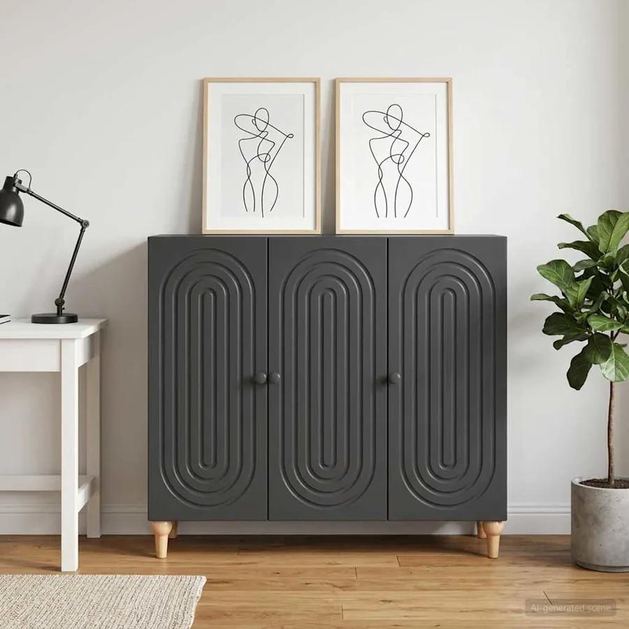 Buffet Noir 89 x 34,5 x 80 cm Bois d'ingénierie