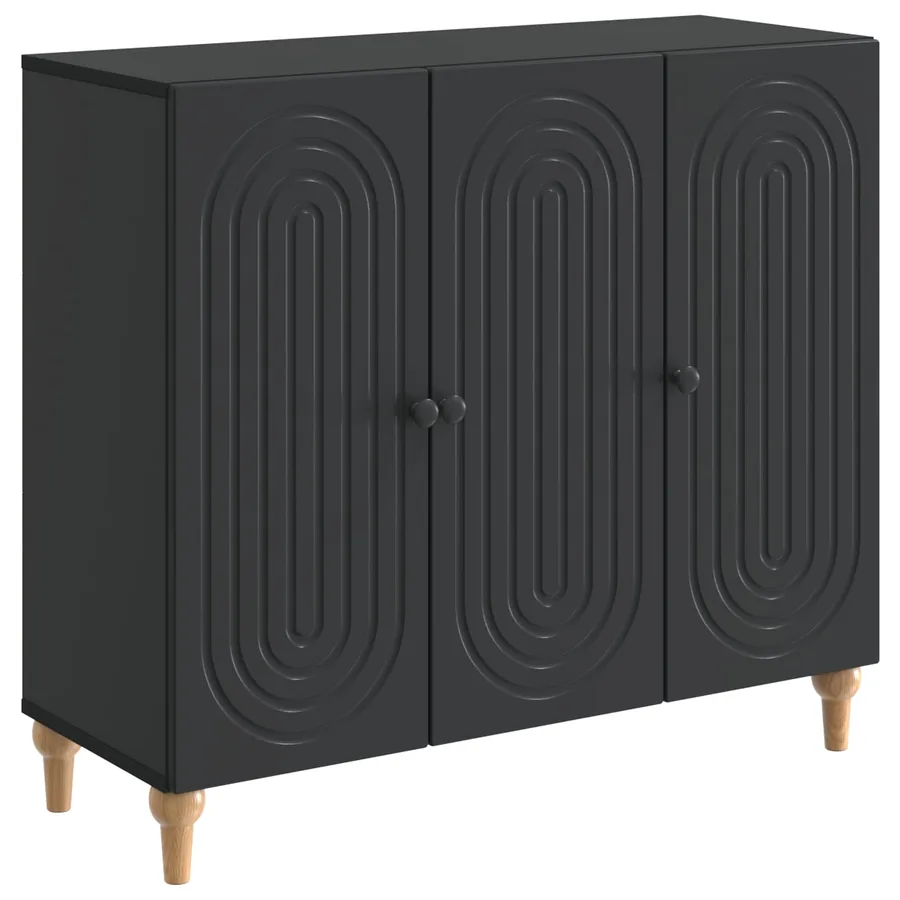 Buffet Noir 89 x 34,5 x 80 cm Bois d'ingénierie - 2