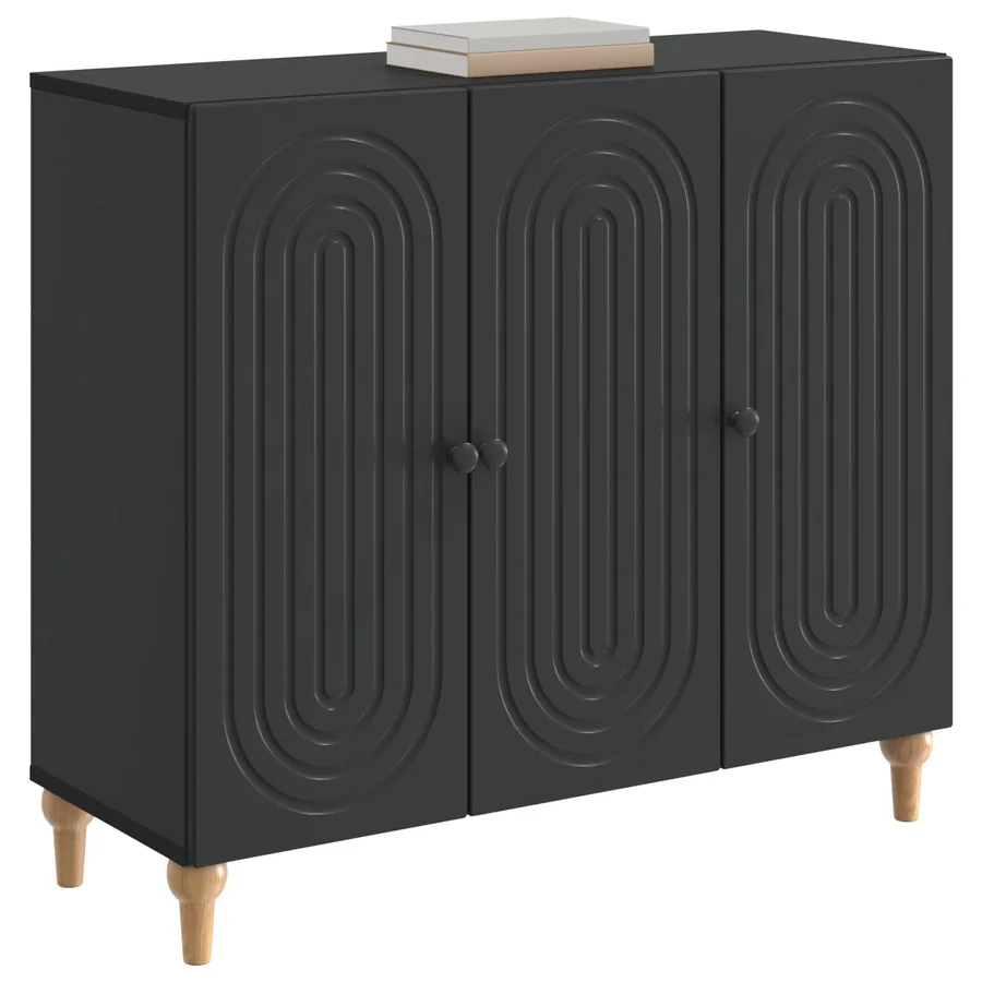 Buffet Noir 89 x 34,5 x 80 cm Bois d'ingénierie - 3