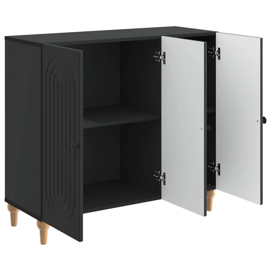 Buffet Noir 89 x 34,5 x 80 cm Bois d'ingénierie - 5
