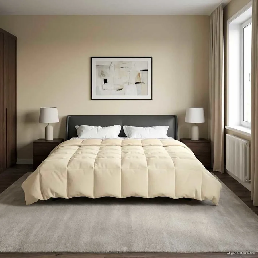 Duvet d'été simple Matelassé Crème 200 x 240 cm Microfibre - 4