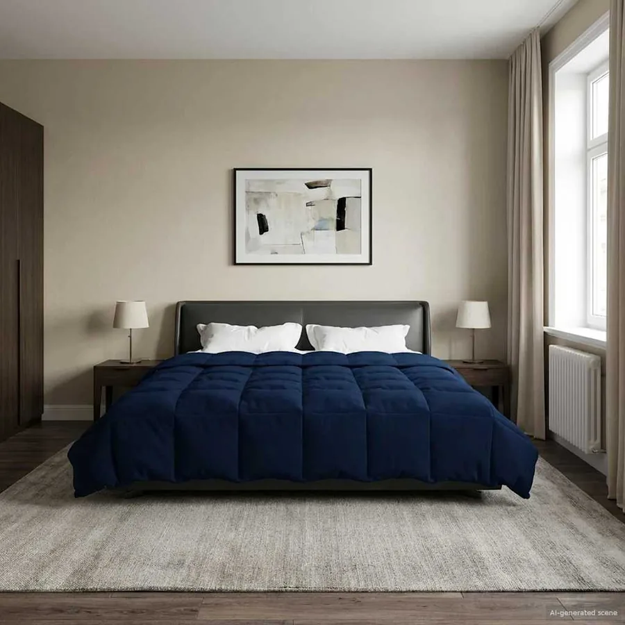 Duvet d'été simple Matelassé Bleu foncé 240 x 260 cm Microfibre