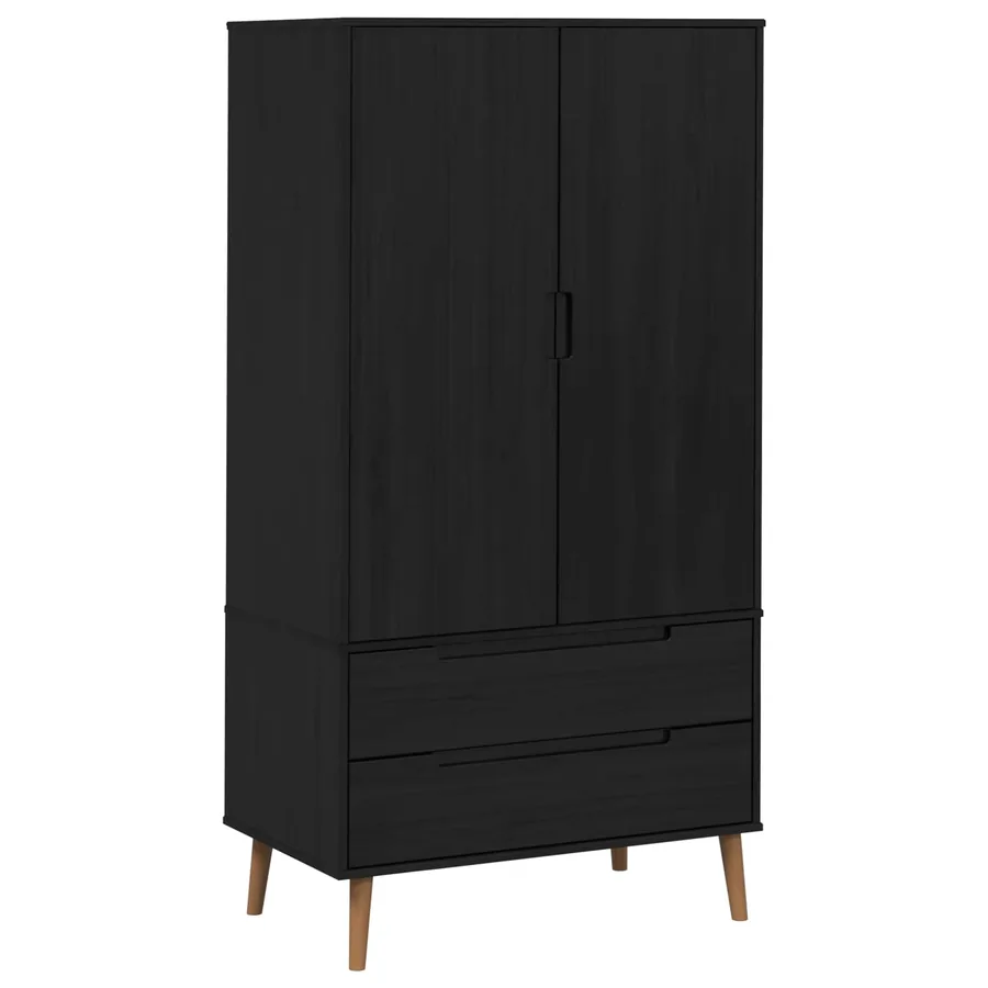 Armoire MOLDE Noir 90 x 55 x 175 cm Bois de pin massif - 2