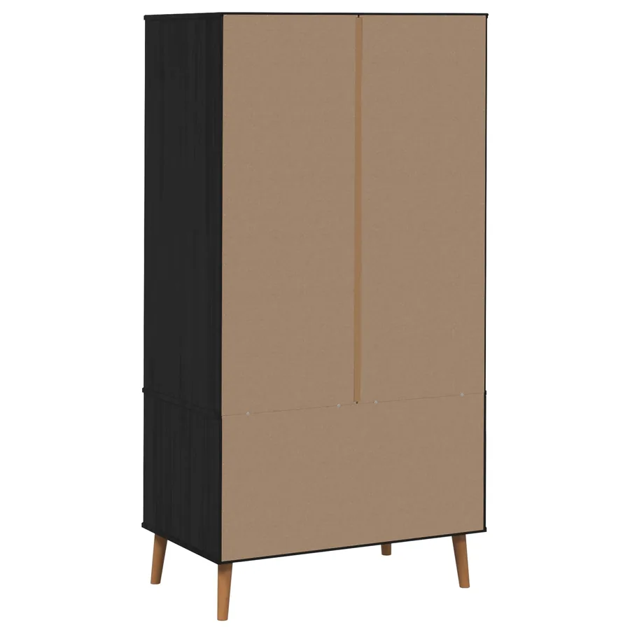 Armoire MOLDE Noir 90 x 55 x 175 cm Bois de pin massif - 7