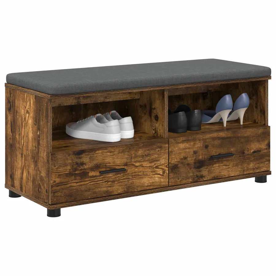 Banc d'entrée avec coussin Chêne Fumé 100 x 38 x 46 cm - 3