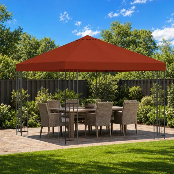 Pavillon 3 x 3 m Terre cuite Polyester et Acier 190 gsm
