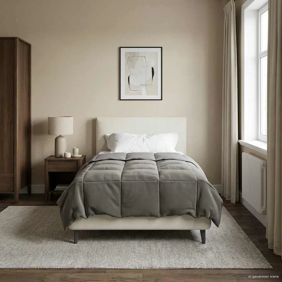 Duvet d'hiver Matelassé Gris clair 135 x 200 cm Microfibre - 4