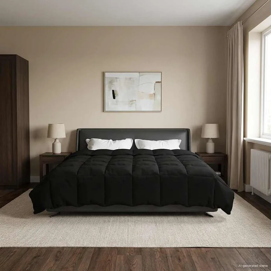 Duvet complet toute l'année Noir 240 x 260 cm Microfibre