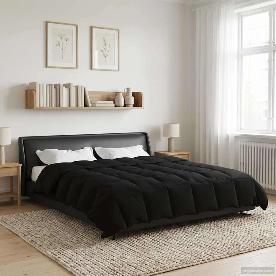Duvet complet toute l'année Noir 240 x 260 cm Microfibre - 4
