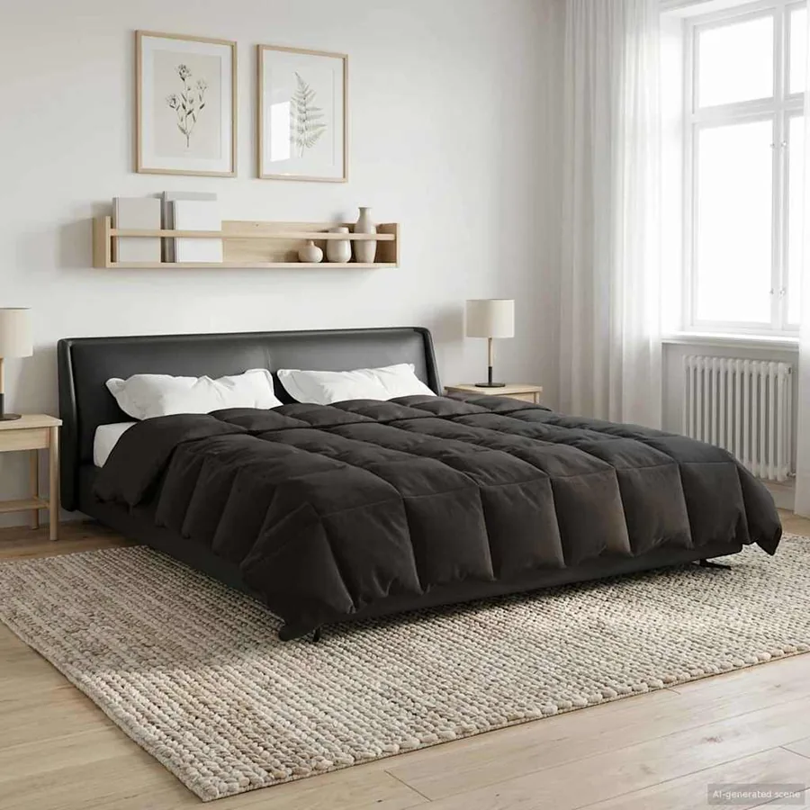 Duvet d'été simple Matelassé Anthracite 220 x 260 cm Microfibre - 4
