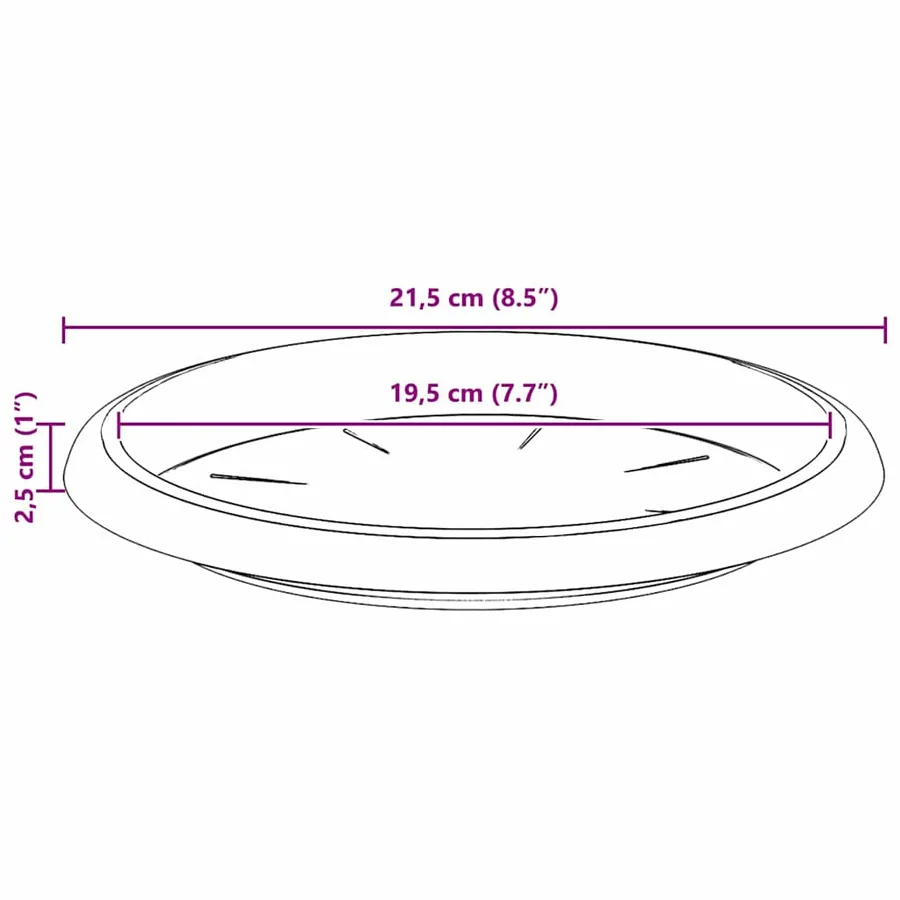Plateau à fleurs rond 6 pcs Rouge brique Ø 21,5 x 2,5 cm - 8
