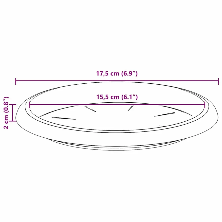 Plateau à fleurs rond 6 pcs Rouge brique Ø 17,5 x 2 cm - 10