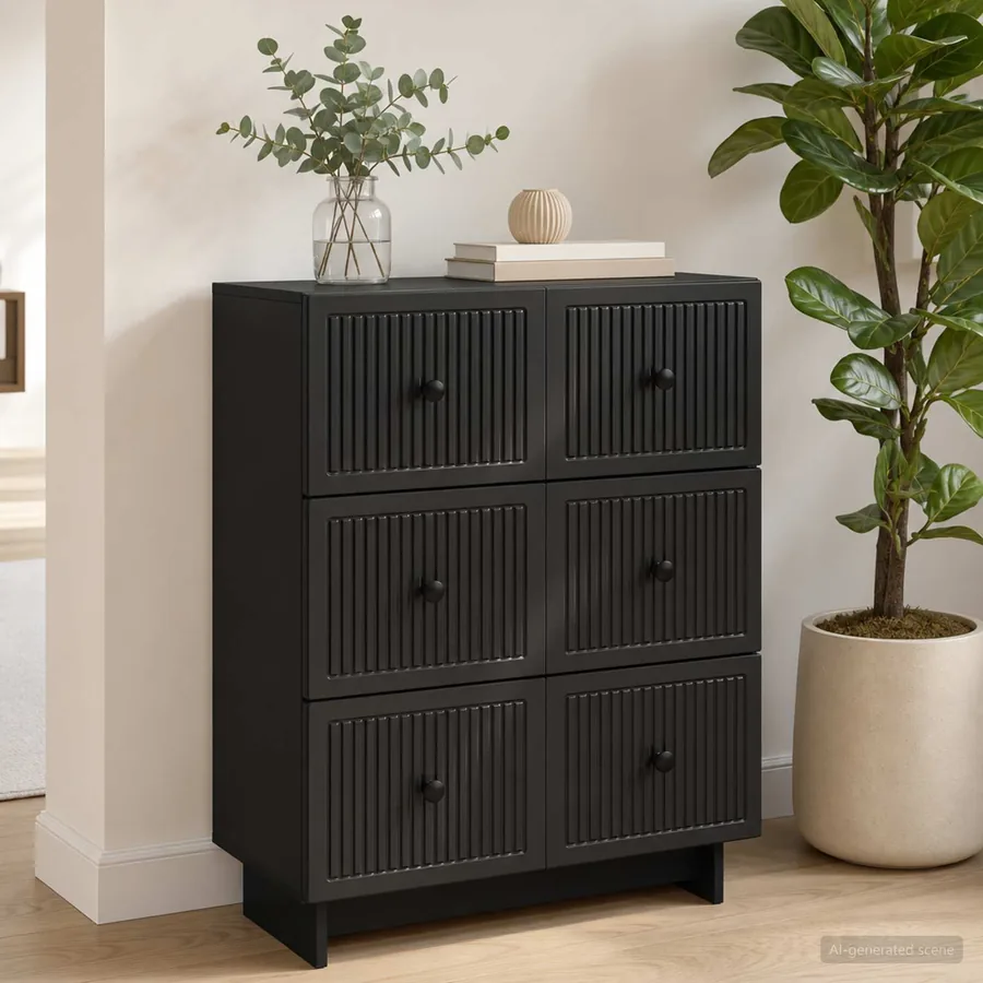 Armoire à tiroirs Noir 66 x 34,5 x 90 cm Bois d'ingénierie