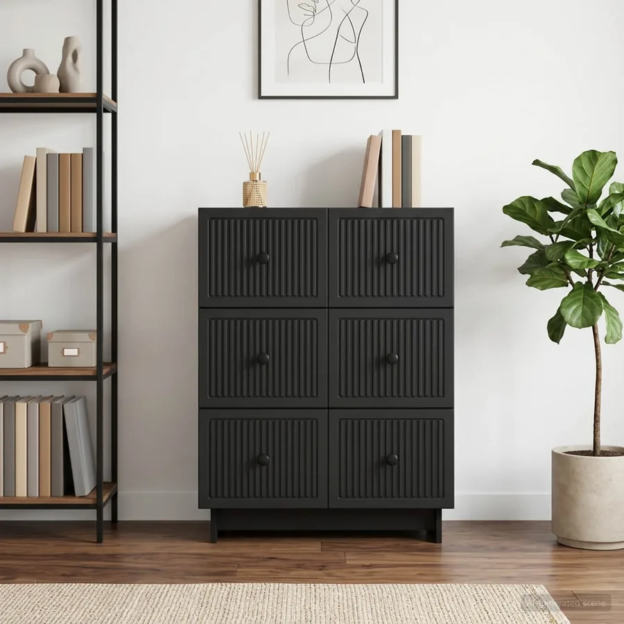 Armoire à tiroirs Noir 66 x 34,5 x 90 cm Bois d'ingénierie - 4