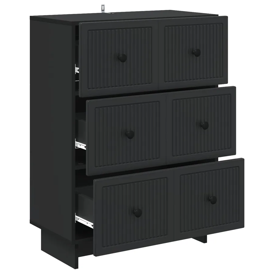 Armoire à tiroirs Noir 66 x 34,5 x 90 cm Bois d'ingénierie - 5