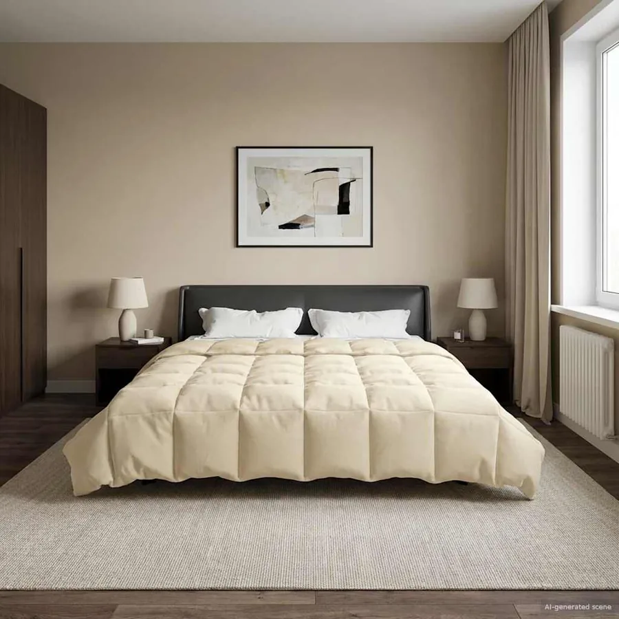 Duvet complet toute l'année Crème 220 x 240 cm Microfibre