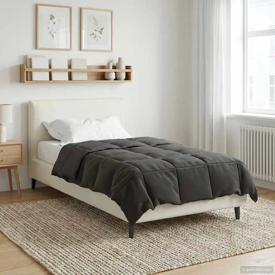 Duvet complet toute l'année Anthracite 140 x 220 cm Microfibre