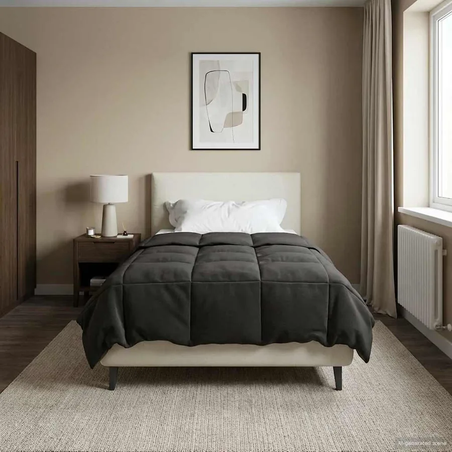 Duvet complet toute l'année Anthracite 140 x 220 cm Microfibre - 4