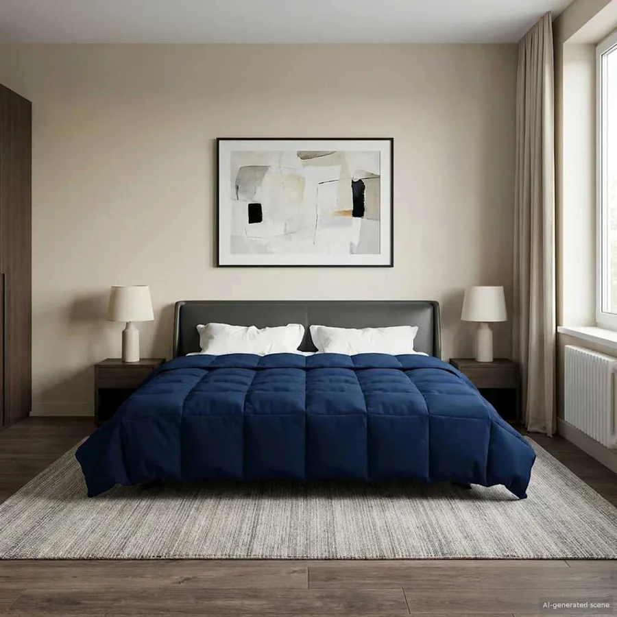 Duvet d'été simple Matelassé Bleu foncé 200 x 240 cm Microfibre