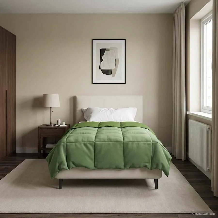Duvet d'hiver Matelassé Vert 155 x 200 cm Microfibre