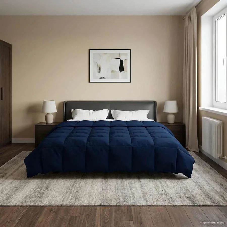 Duvet complet toute l'année Bleu foncé 200 x 240 cm Microfibre