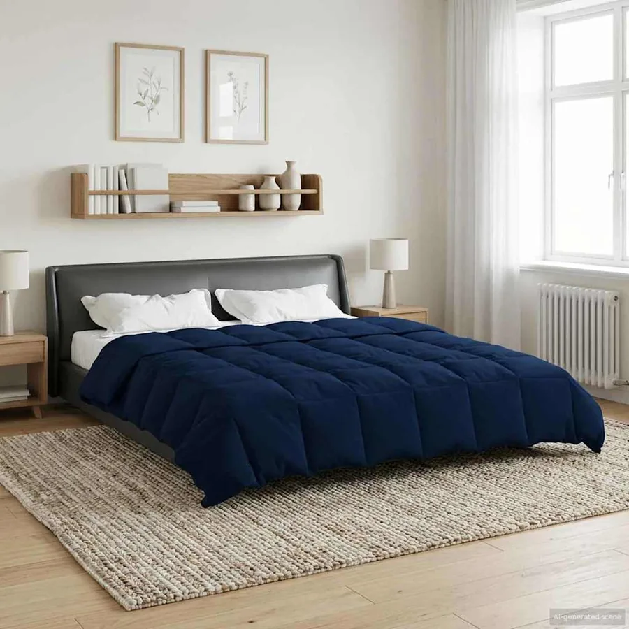Duvet complet toute l'année Bleu foncé 200 x 240 cm Microfibre - 4